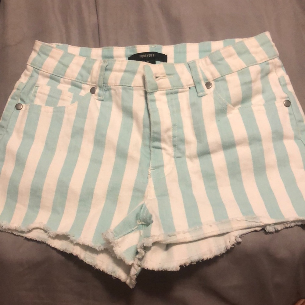 Forever 21 striped denim shorts
